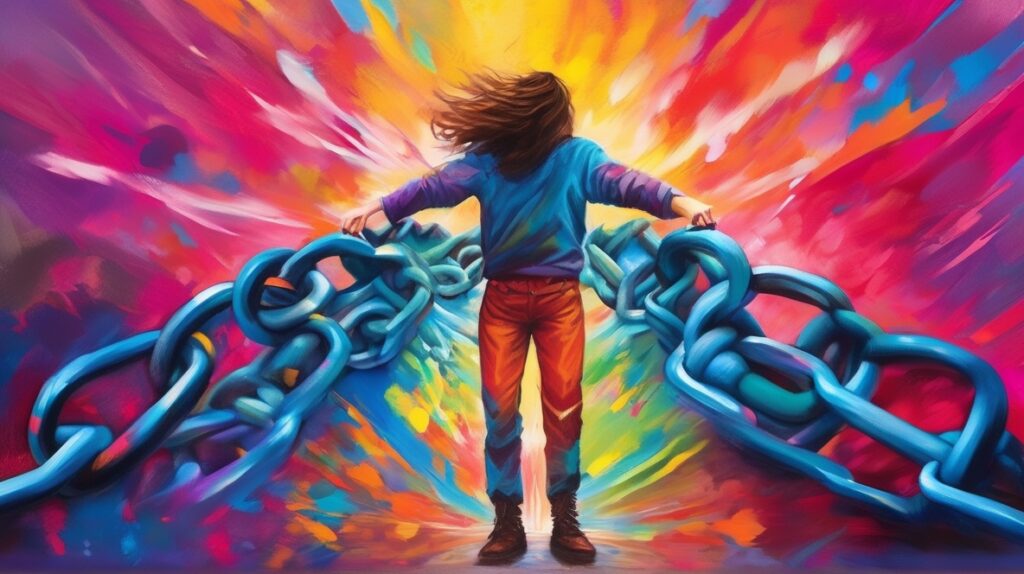 SDXL 09 An impactful image of a person breaking chains represe 0