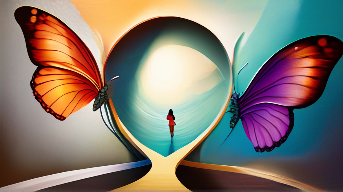 abstract image of woman and butterflies